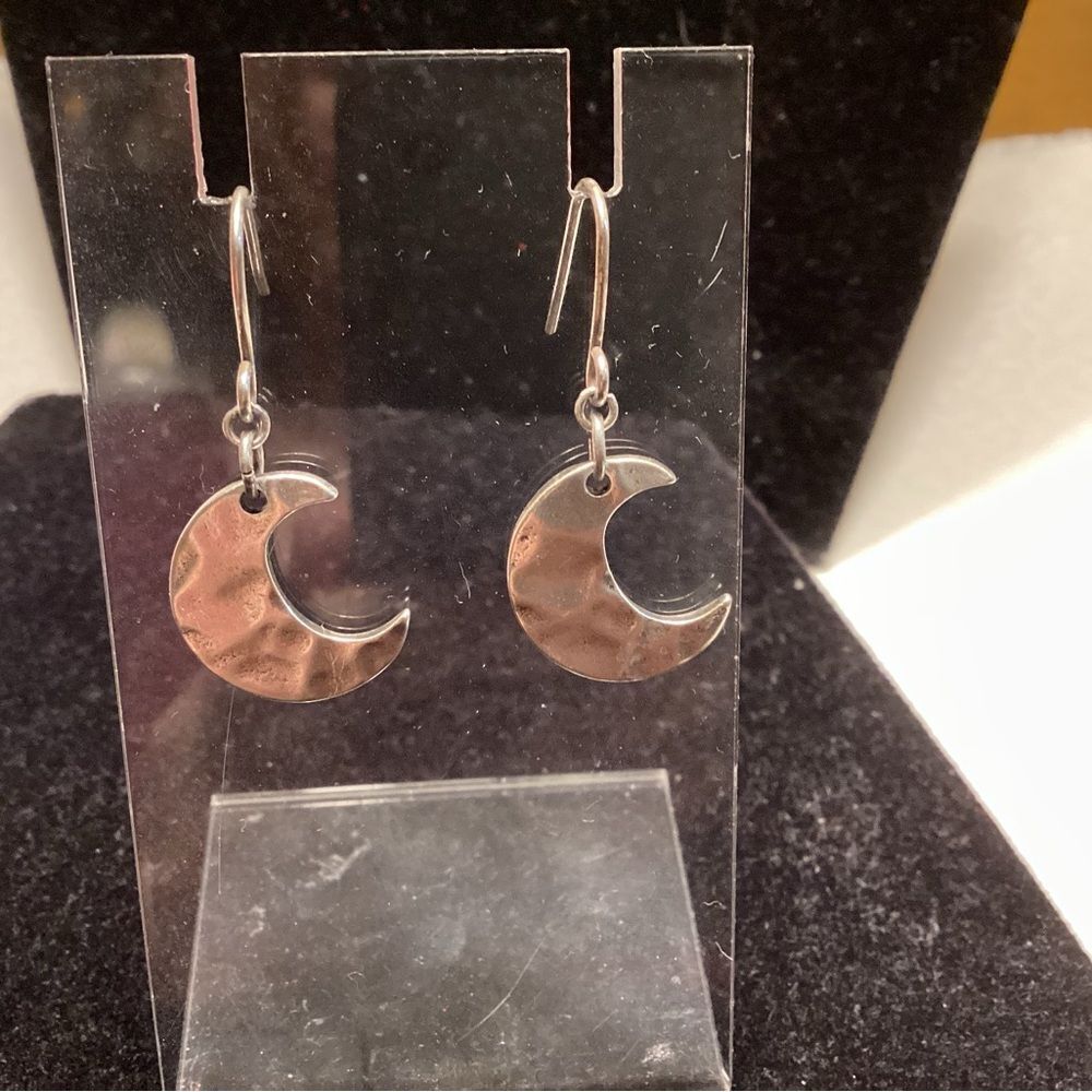 Silvertone Crescent Moon Earrings